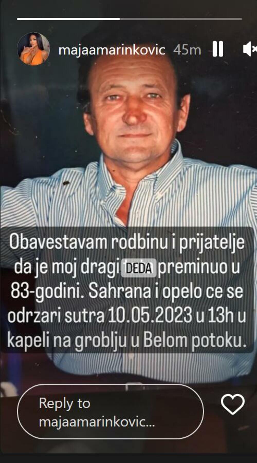 Deda Maje Marinković preminuo