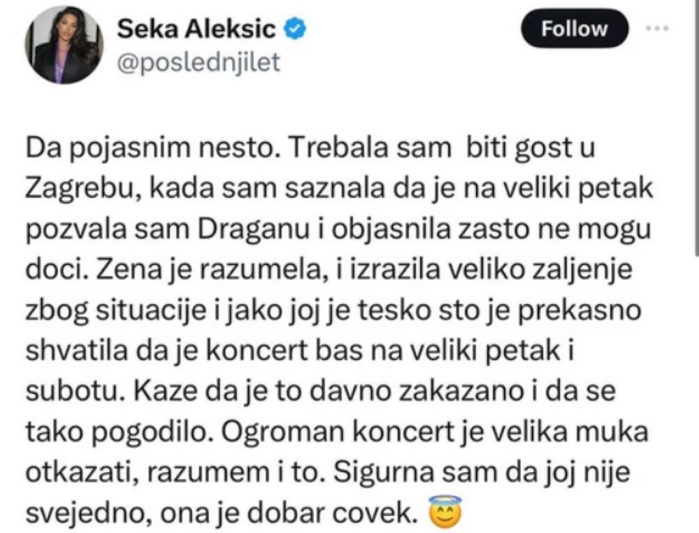 Seka Aleksić odbila Draganu Mirković svet novine svet portal