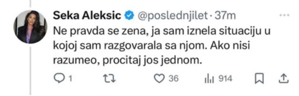 Seka Aleksić odbila Draganu Mirković svet novine svet portal