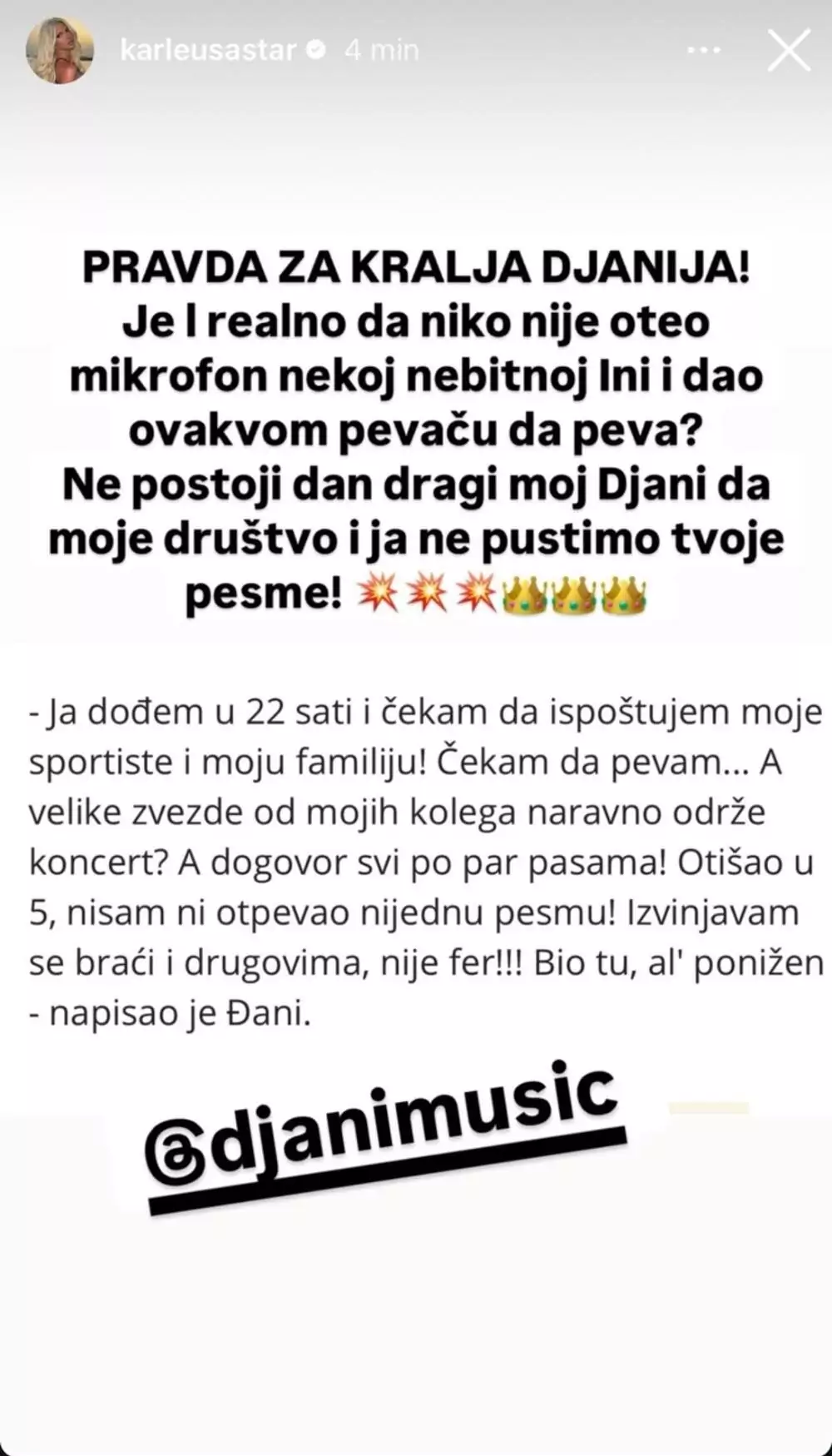 Objava Jelene Karleuše svet portal svet
