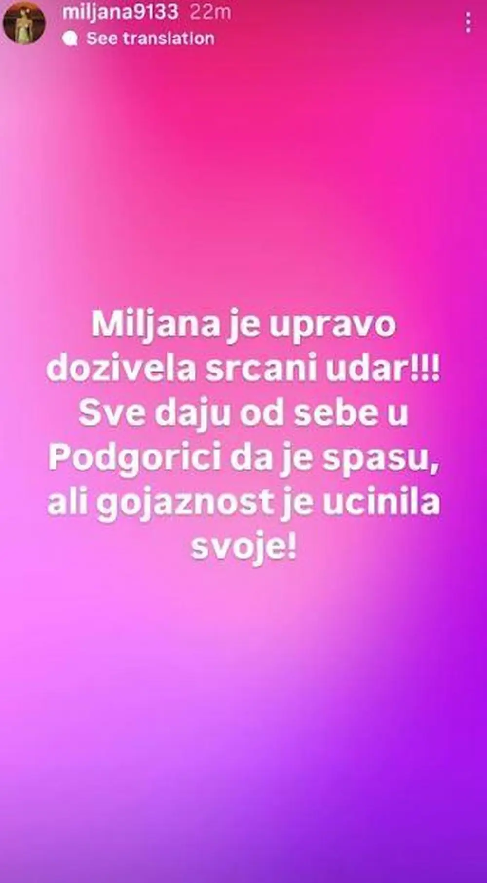 Miljana Kulić srčani udar svet portal svet