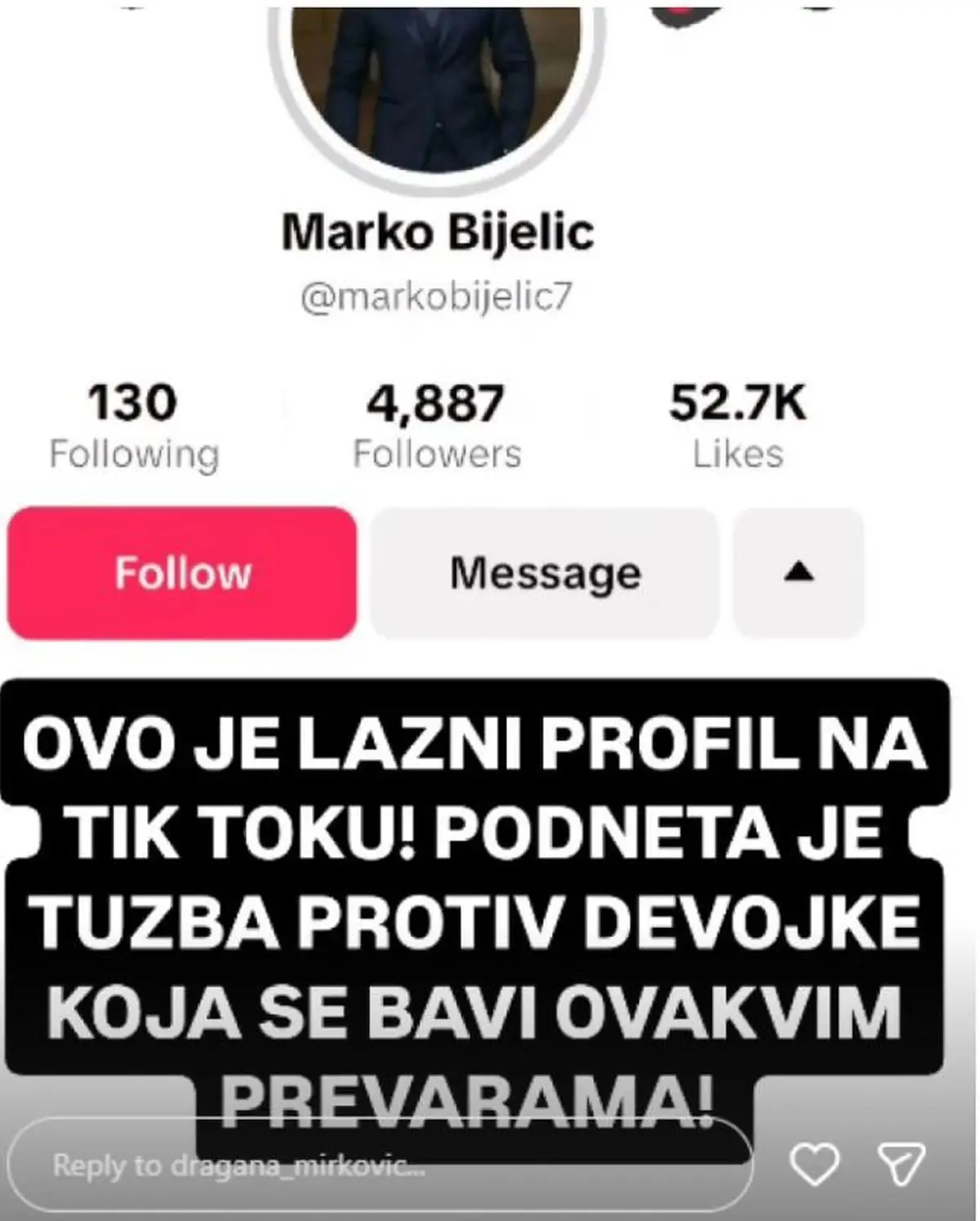 Dragana Mirković sin prevara TikTok